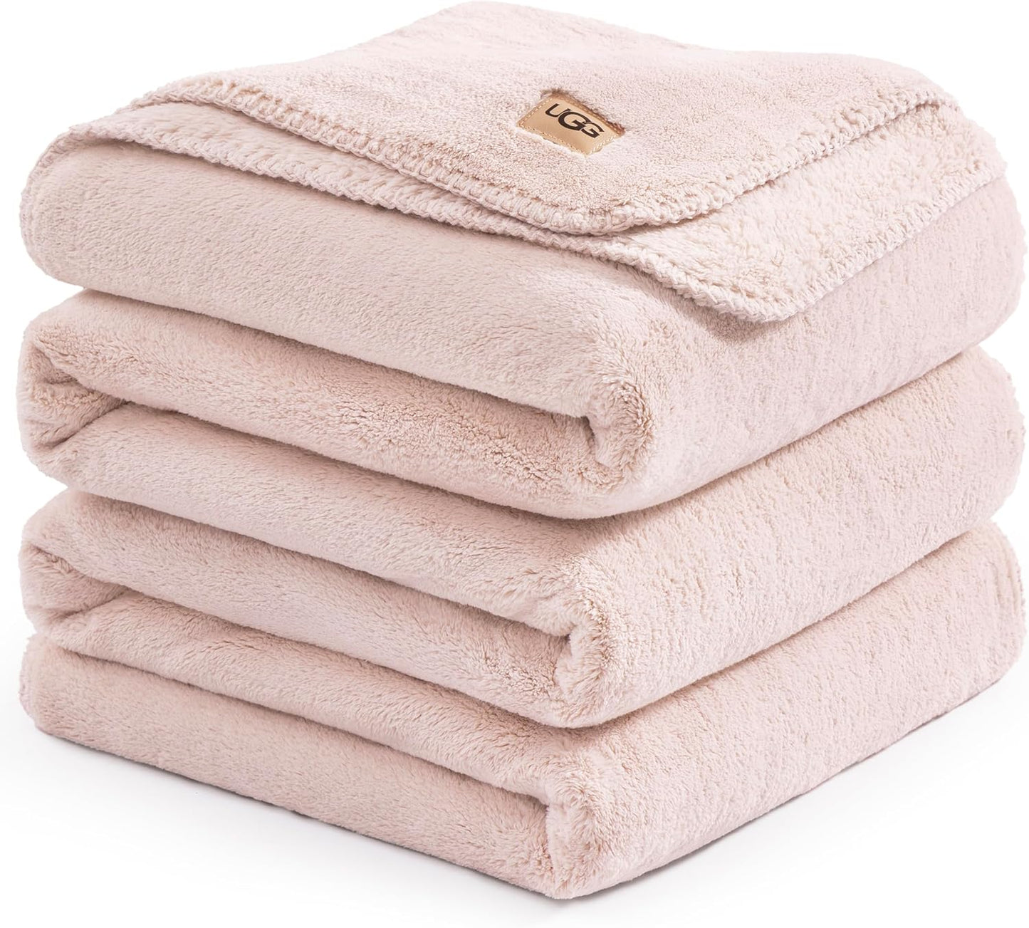 UGG Plush King Size Blanket for Bed, Fleece Cozy Soft Blanket, Luxury Warm Extra Large Throw for Couch, Washable Hypoallergenic California King Throw, 110" x 90", Quartz Pink (Whitecap)