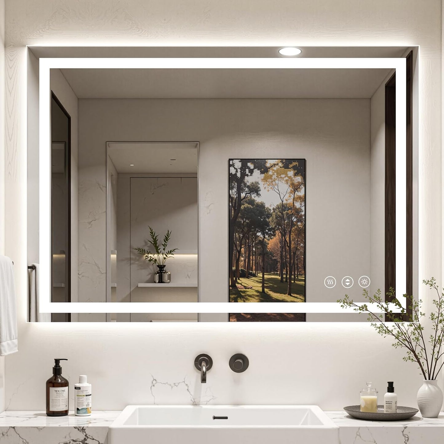 48X40 LED Bathroom Mirror with Lights, Anti-Fog, Backlit + Front Lit (CRI>90), Lighted Bathroom Vanity Mirror for Wall, Memory Function, Dimmable, Tempered Glass, Shatter-Proof, ETL Listed