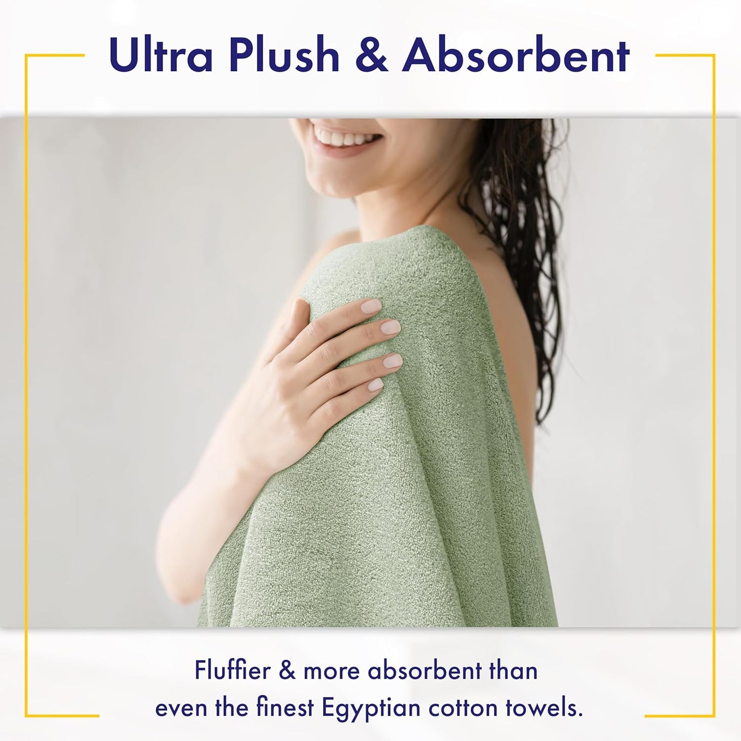 Ultra Soft & Plush Viscose from Bamboo Bath Towels - 700 GSM Luxury Bath Towels - 6 Piece Set - Super Absorbent & Quick Drying (Eucalyptus Green)