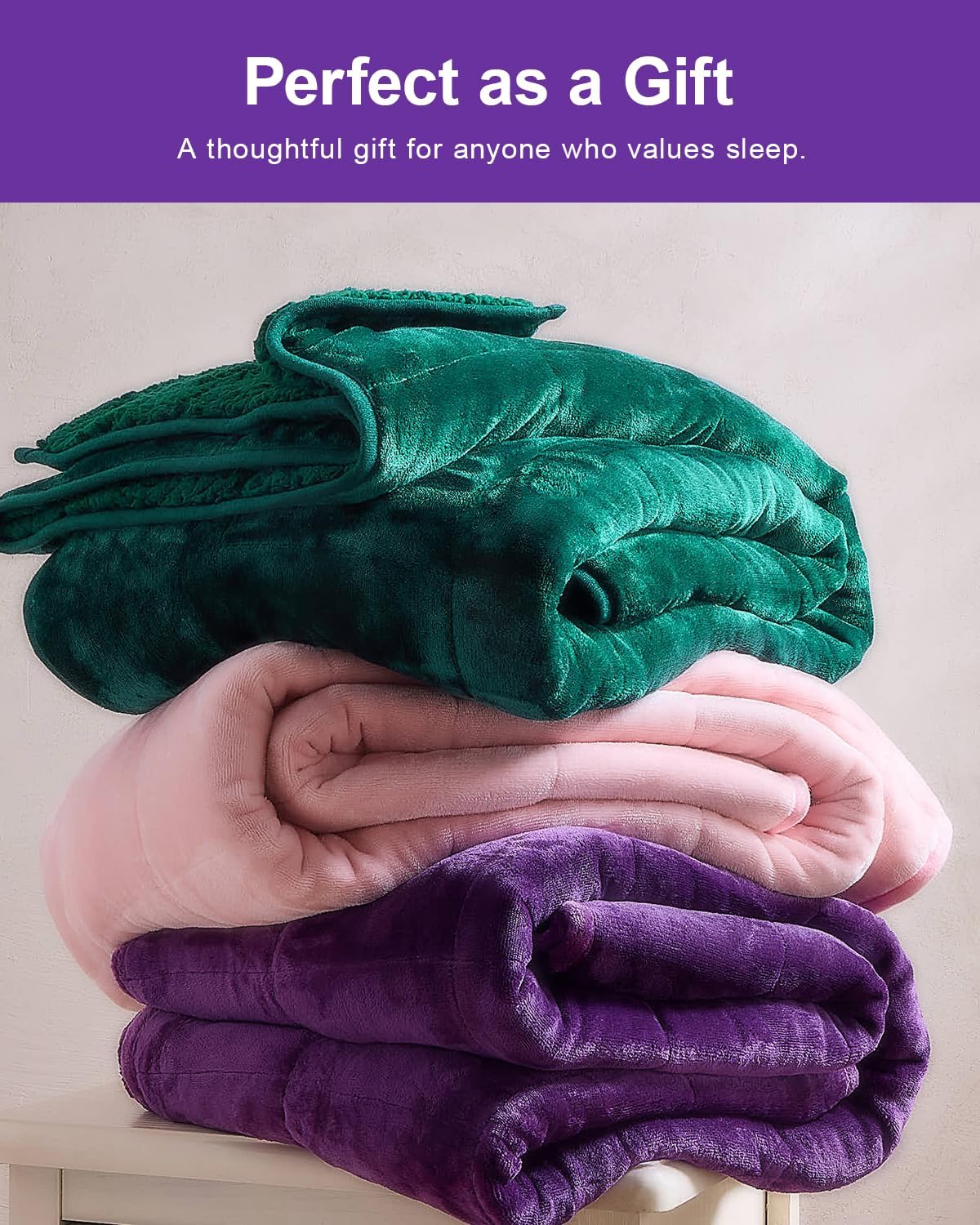 Super Fuzzy Soft Sherpa Fleece Weighted Blanket, 15 lbs Dual Sided Fluffy Heavy Weighted Blankets for Adults - No Bunching with Double Layers of Soft Inner Lining (48"x 72", 15 Pounds)