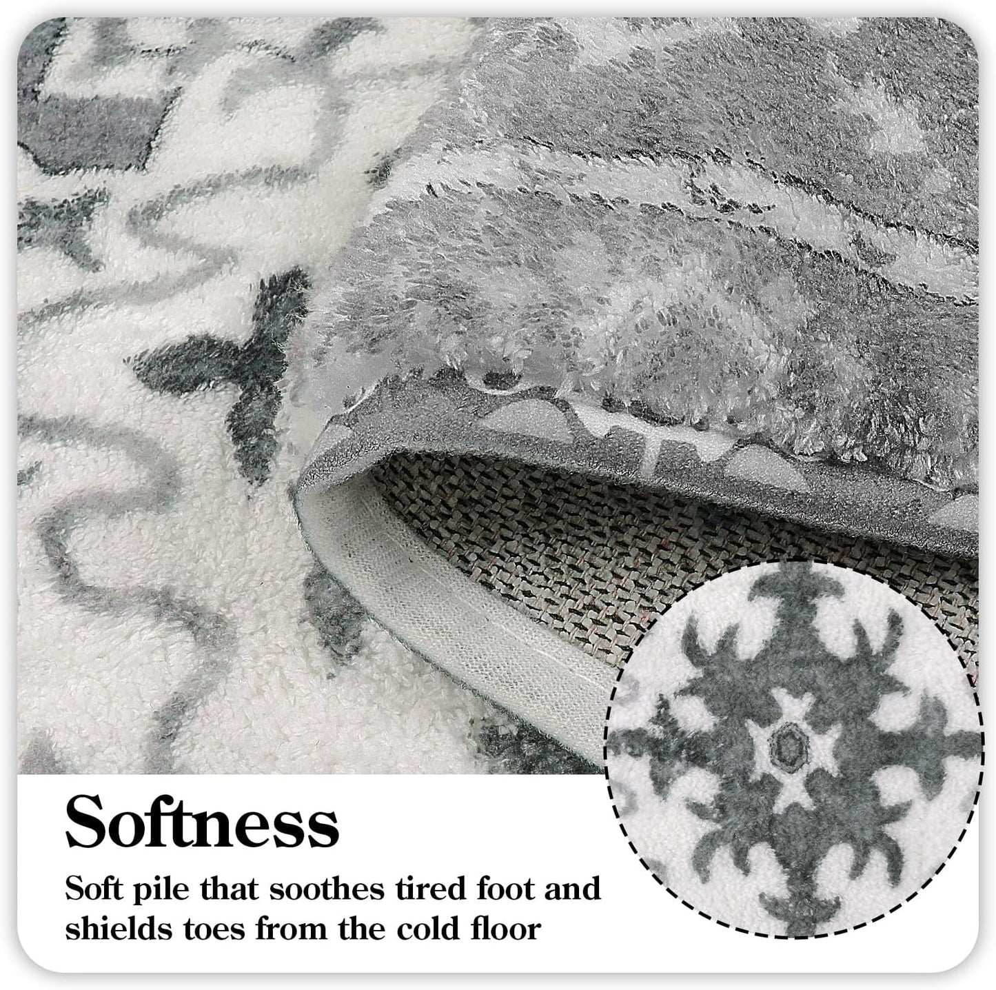 Uphome Boho Vintage Bathroom Runner Rug Gray Non-Slip Soft Bedroom Rug Machine Washable Oriental Kitchen Rug Traditional Tribal Floral Floor Mats for Hallway Kids Room Entryway, 24x71 inch