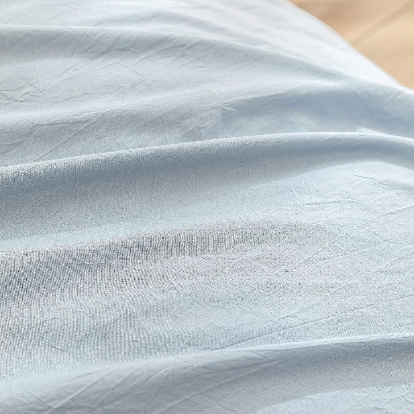 BESTOUCH Duvet Cover Set 100% Washed Cotton Linen Feel Super Soft Comfortable Chic Lightweight 3 PCs Home Bedding Set Solid Cornflower Blue Oversized Full