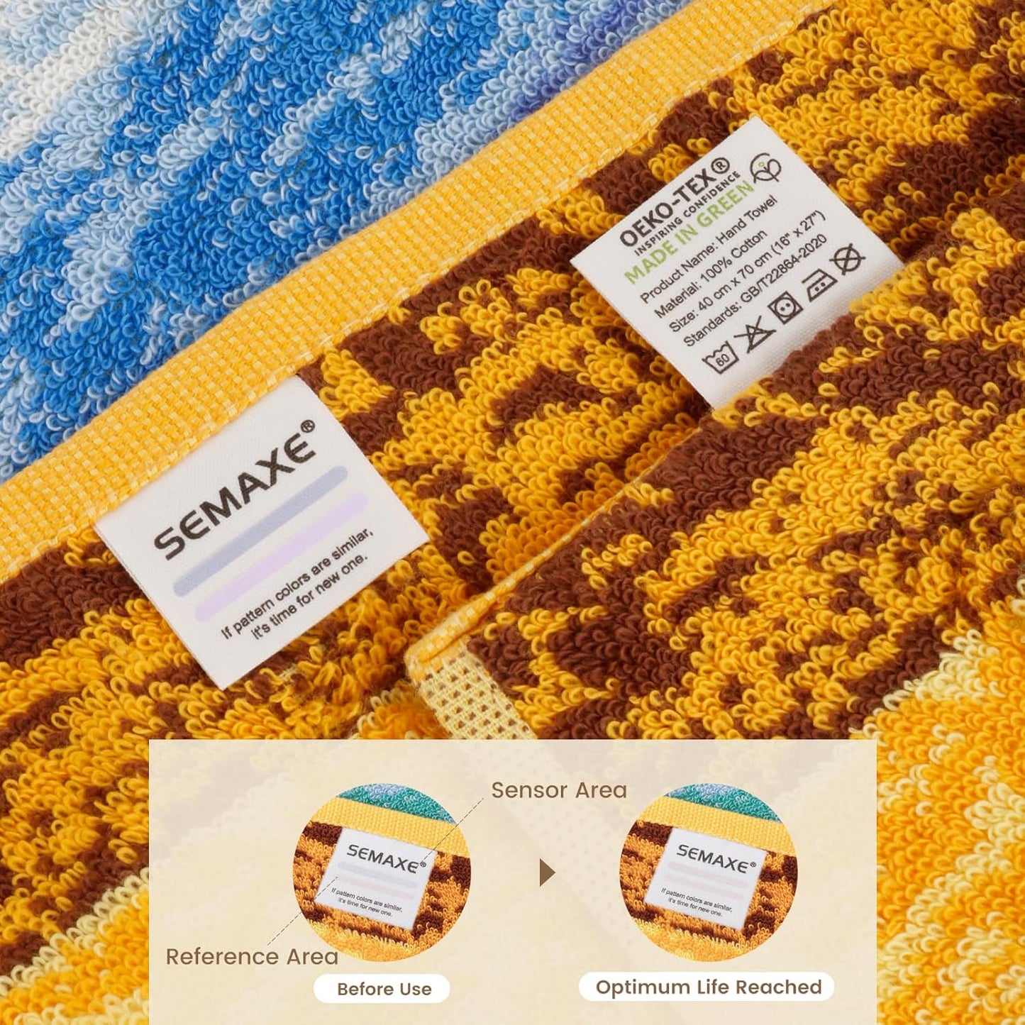 SEMAXE 4-Pack Luxury Bath Towels for Bathroom, 100% Cotton, Soft, Absorbent, and Quick-Drying, 55"x27", Wheat Filed, Perfect for Hotels, Gyms, and Spas