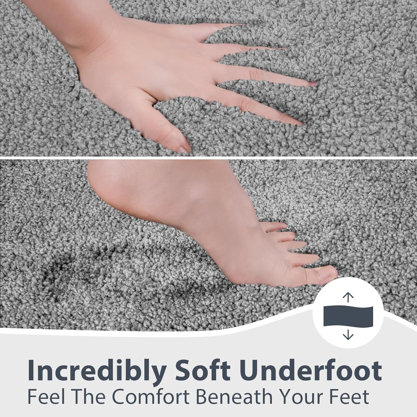 Bathroom Rugs 30" x 60", Non-Slip Extra Soft Absorbent Bath Rugs, Machine Washable Quick Dry Bath Mats for Bathroom Floor, Shower, Bathtub and Sink, Grey & Dark Grey