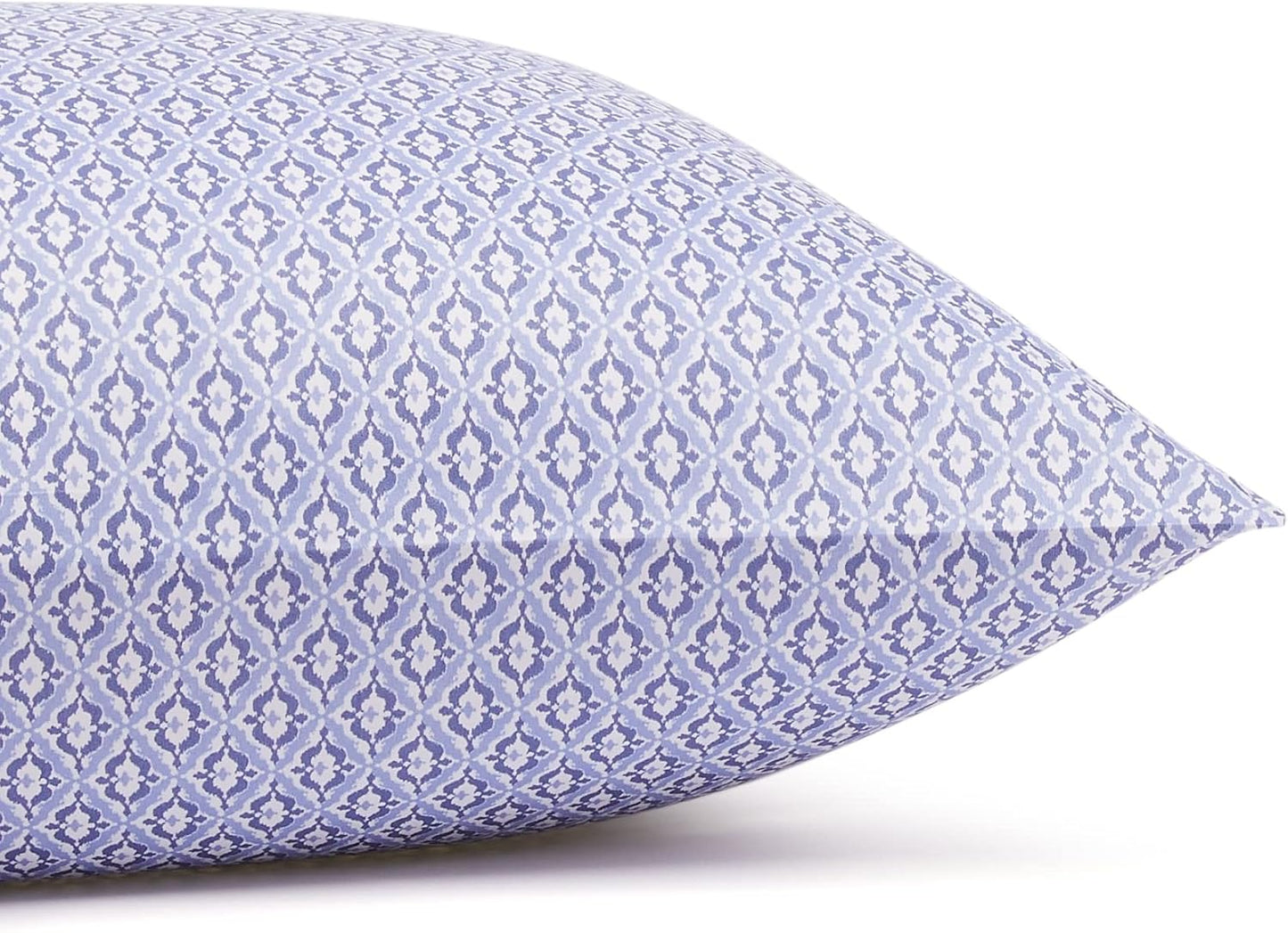 Amazon Basics Lightweight Super Soft Easy Care Microfiber 4 Piece Bed Sheet Set With 14" Deep Pockets, Queen, Blue Damask, Printed