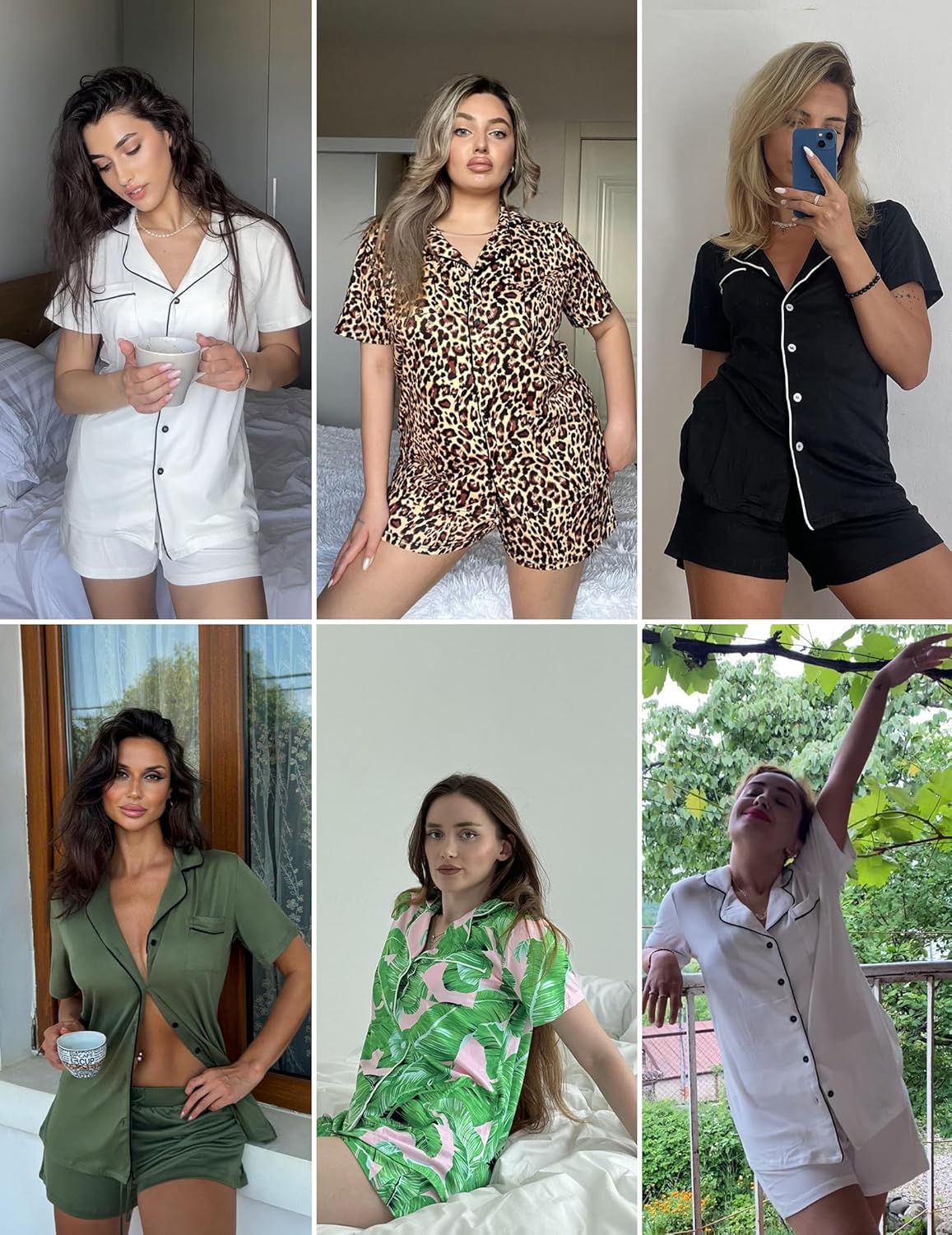 Ekouaer Pajamas for Women Set Silk Satin Pjs Shorts Sleepwear 2 Piece Loungewear S-XXL