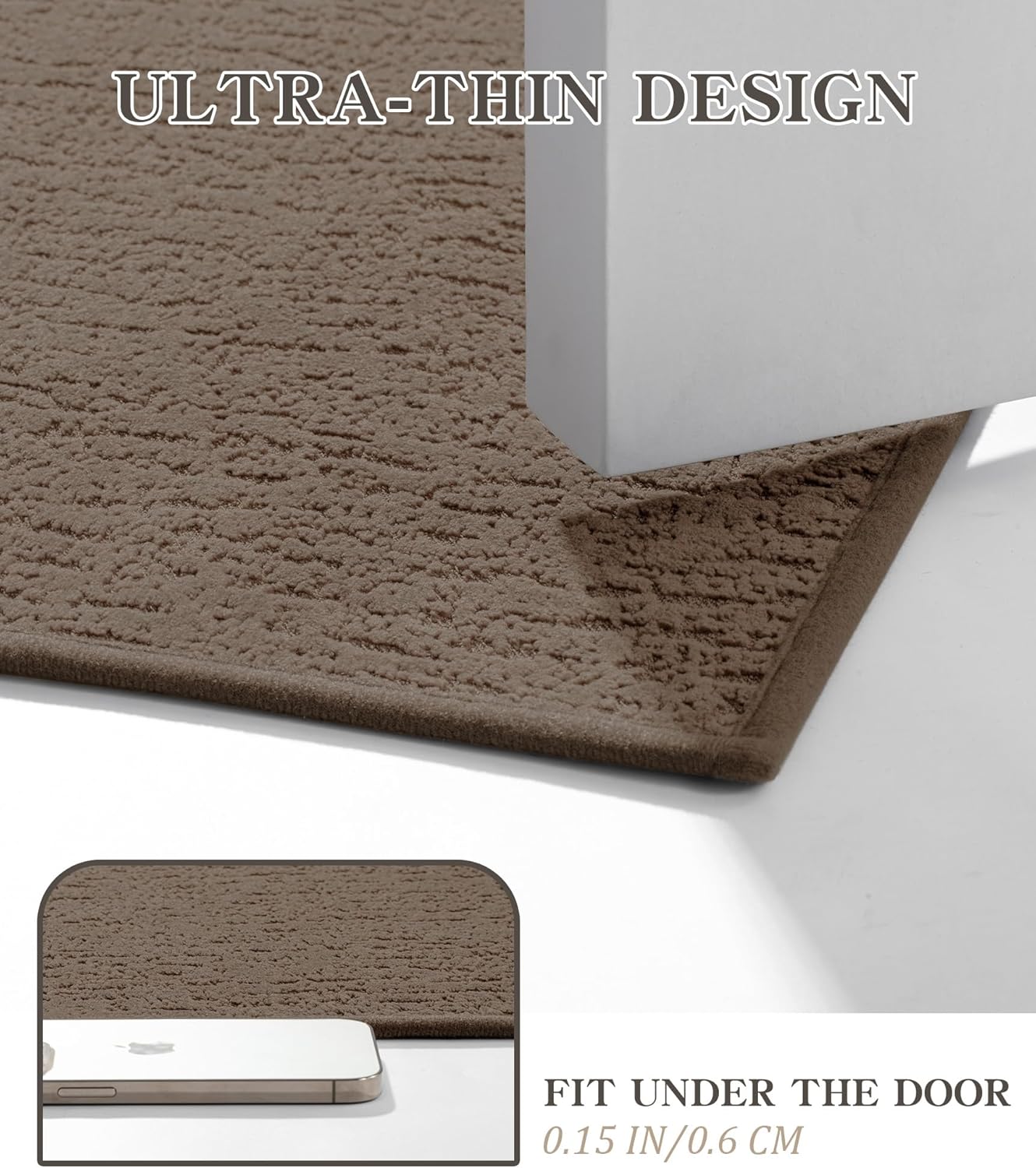 Chakme 3 Piece Bathroom Rug Sets, Ultra Thin Bath Mat, Absorbent & Quick Drying, Non Slip, Durable, Easy to Clean, Geometric Design, Coffee, 17" x 24" / 17" x 30" / 17" x 59"