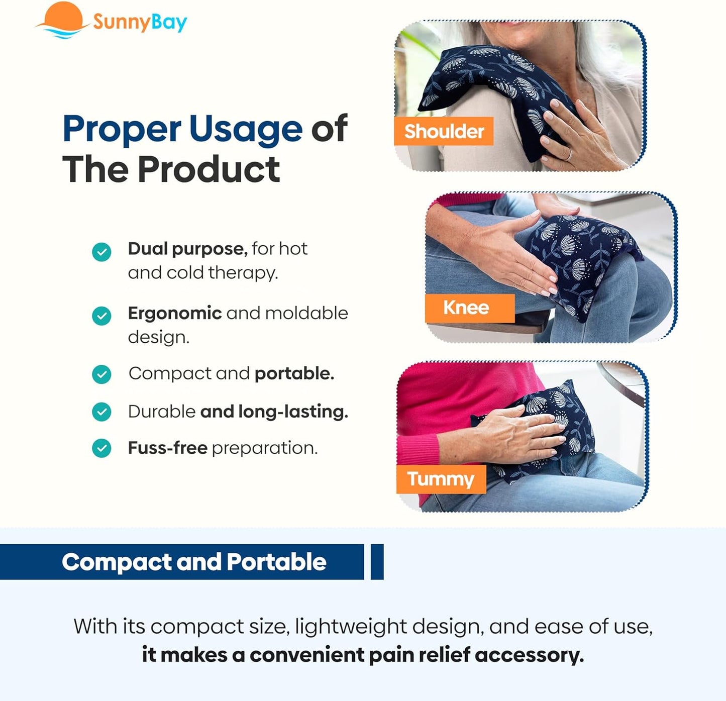 SunnyBay Small Microwave Heating Pad, Microwavable Versatile Cold/Heated Neck and Shoulder Wrap for Back Pain and More, Moist Heat Cotton-Fleece Pad with Flax Seed Filling, 6x11 in, Whispy Flower