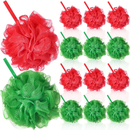 12 Pcs Thanksgiving Bath Loofah Sponge Orange Harvest Loofah Exfoliating Body Scrubber Shower Sponge 50g Mesh Shower Pouf Balls Gift Set for Women Men Bathing Accessories