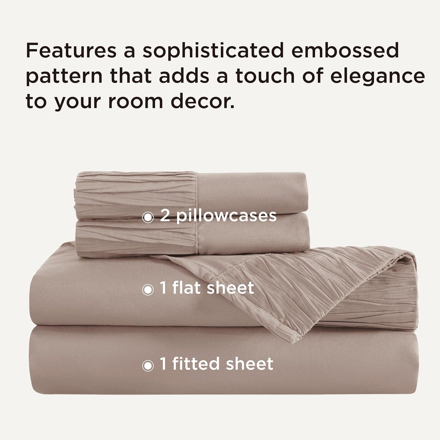 Bedsure California King Sheet Sets - 4 Pieces Soft Cal King Sheets - Breathable & Cooling - Hotel Luxury - Easy Care Polyester Microfiber Bedding for Women, Men, Khaki