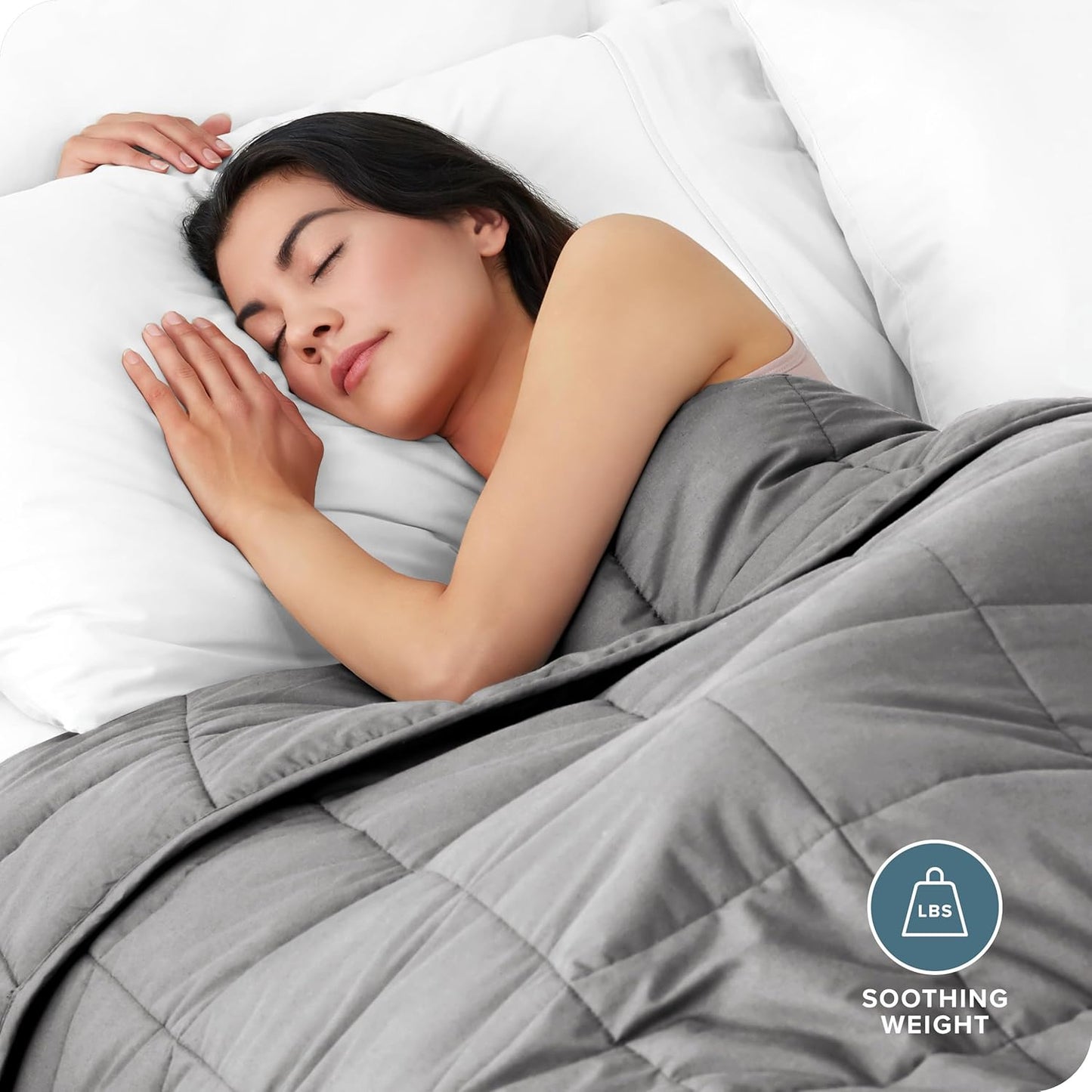 Bare Home Weighted Blanket All-Natural 100% Cotton with Nontoxic Glass Beads 40"x 60" 7 lbs, Light Grey