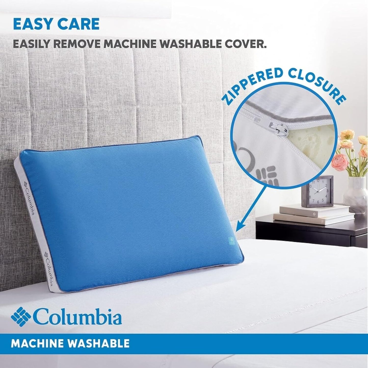 Columbia Cooling Gel Memory Foam Pillow - Comfortable and Supportive with Cooling & Breathable Features - Removable Washable Cover, King
