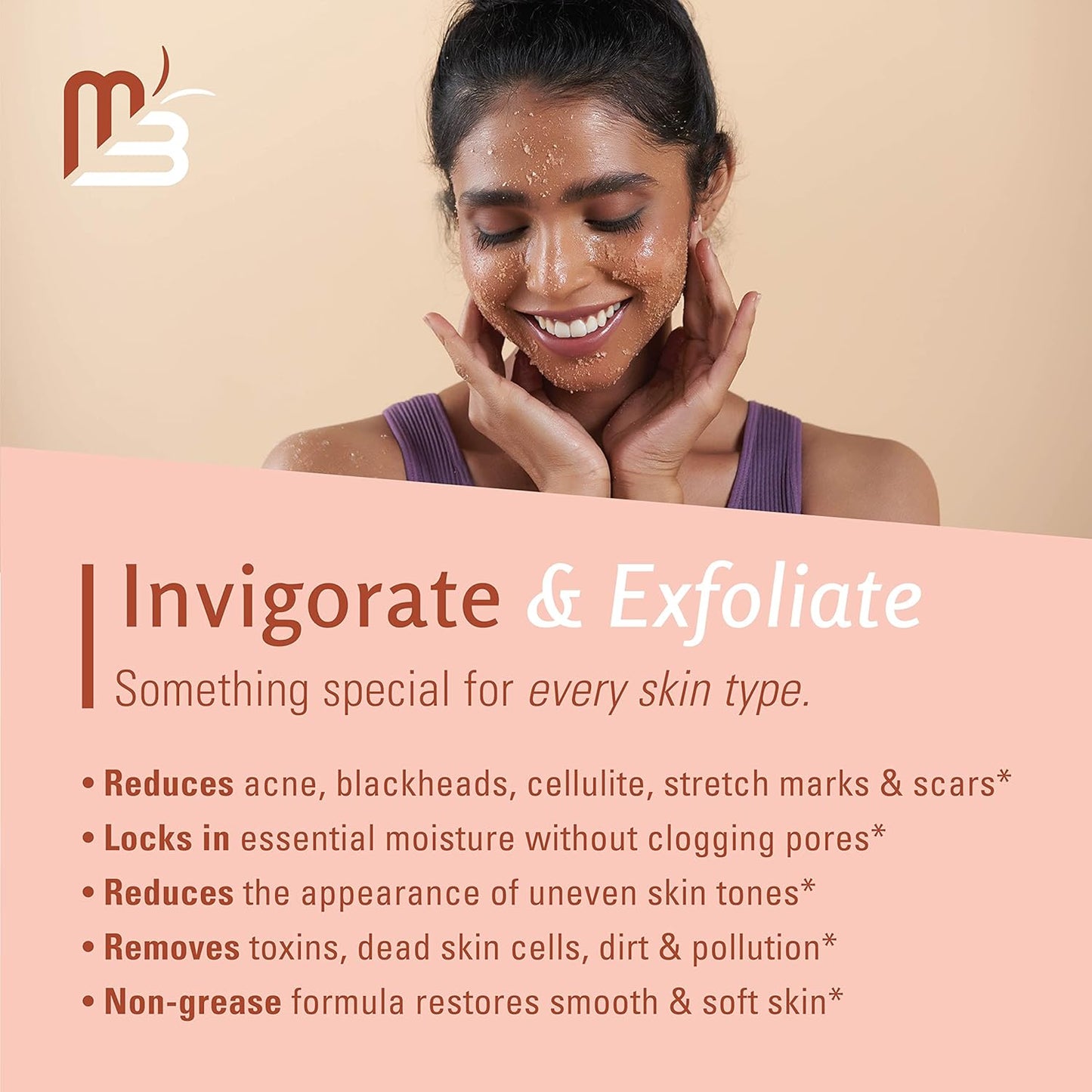 Himalayan Salt Scrub, Face, Foot, and Body Exfoliator with Collagen and Stem Cells Exfoliating Scrub for Toning, Cellulite, and Skin Care by M3 Naturals (Pack of 2)