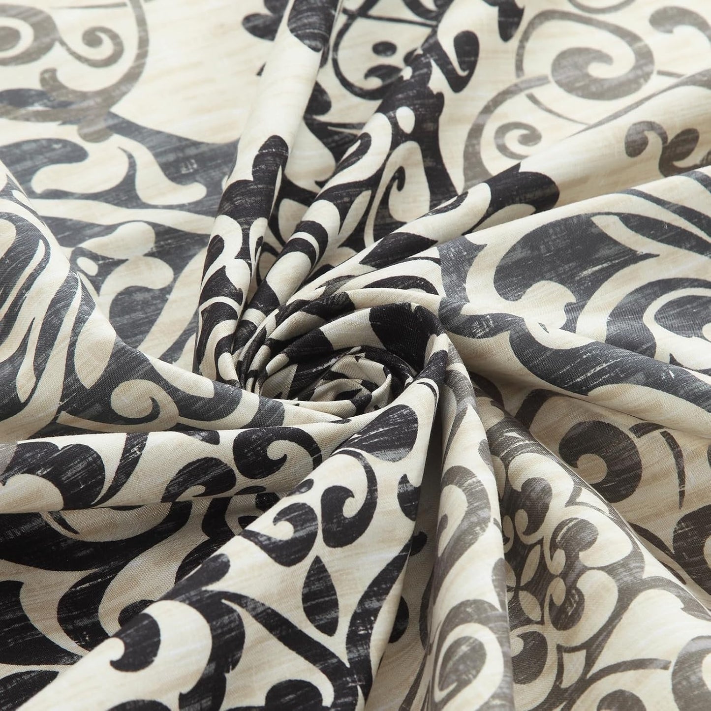 90 Inch Fabric Shower Curtain, Extra Long Black and Beige Boho Medallion Print Shower Curtains for Bathroom, 72" W x 90" H