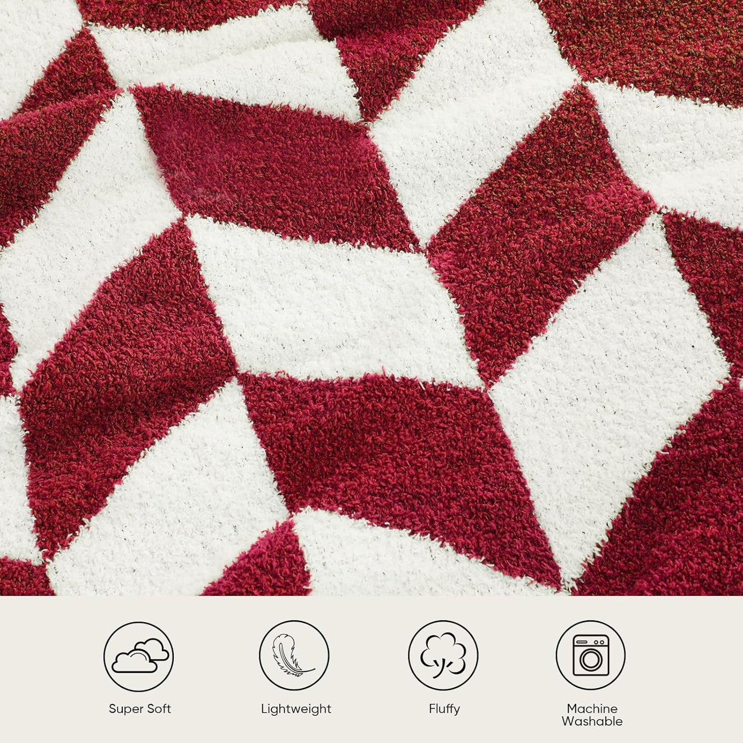 Snuggle Sac Chevron Red Throw Blanket for Couch, Super Soft Christmas Blankets Cozy Knit Fuzzy Plush Lightweight Throws for Sofa, Bed, Red,50x60 inches