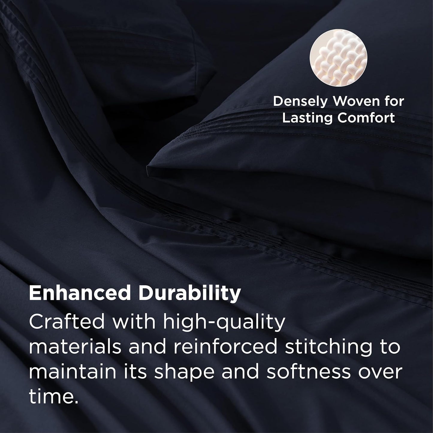 Bedsure Deep Pocket Twin Sheets Set - Fits Mattresses Up to 21 Inches Thick -3 Piece GentleSoft Bed Sheets, Moisture Wicking, Soft & Cooling Bedsheet & Pillowcases, Easy & Secure Fit, Navy