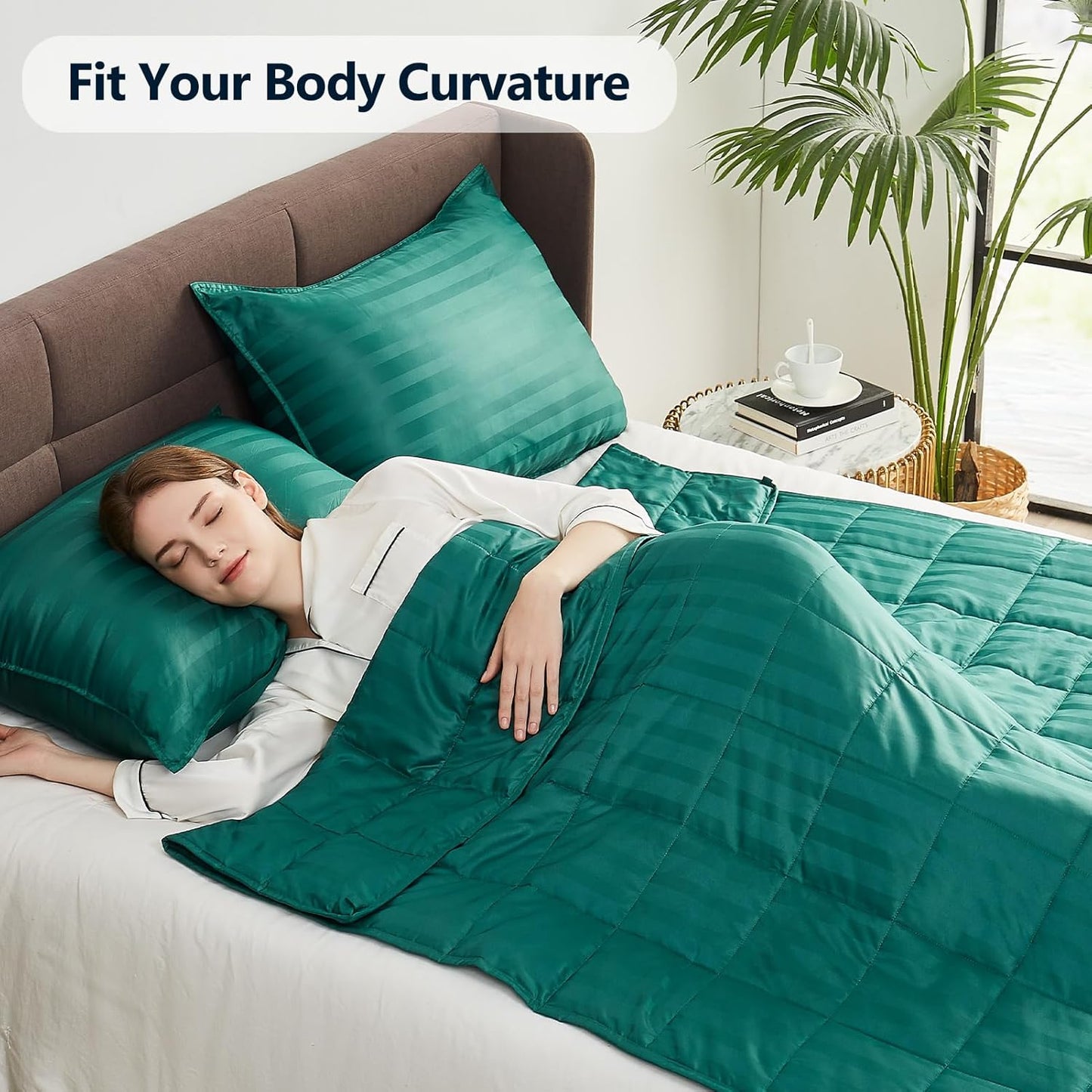 Weighted Blanket Queen Size (60"x80" 15lbs),Ultra Soft and Cozy Cooling Weighted Blanket Queen Size for Adult,Heavy Blanket with Machine Washable Soft Blanket, Green