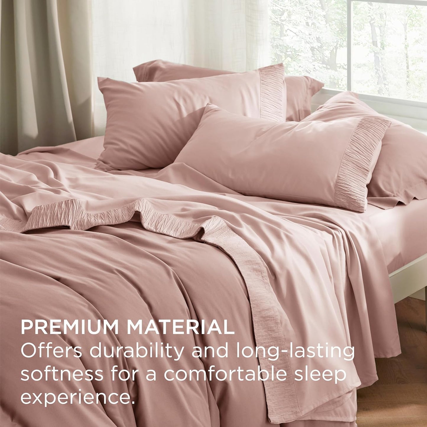 Bedsure Full Size Bed Sheets - 4 Pieces Soft Full Sheet Set - Breathable & Cooling - Hotel Luxury - Easy Care Polyester Microfiber Bedding for Women, Men, Dusty Pink