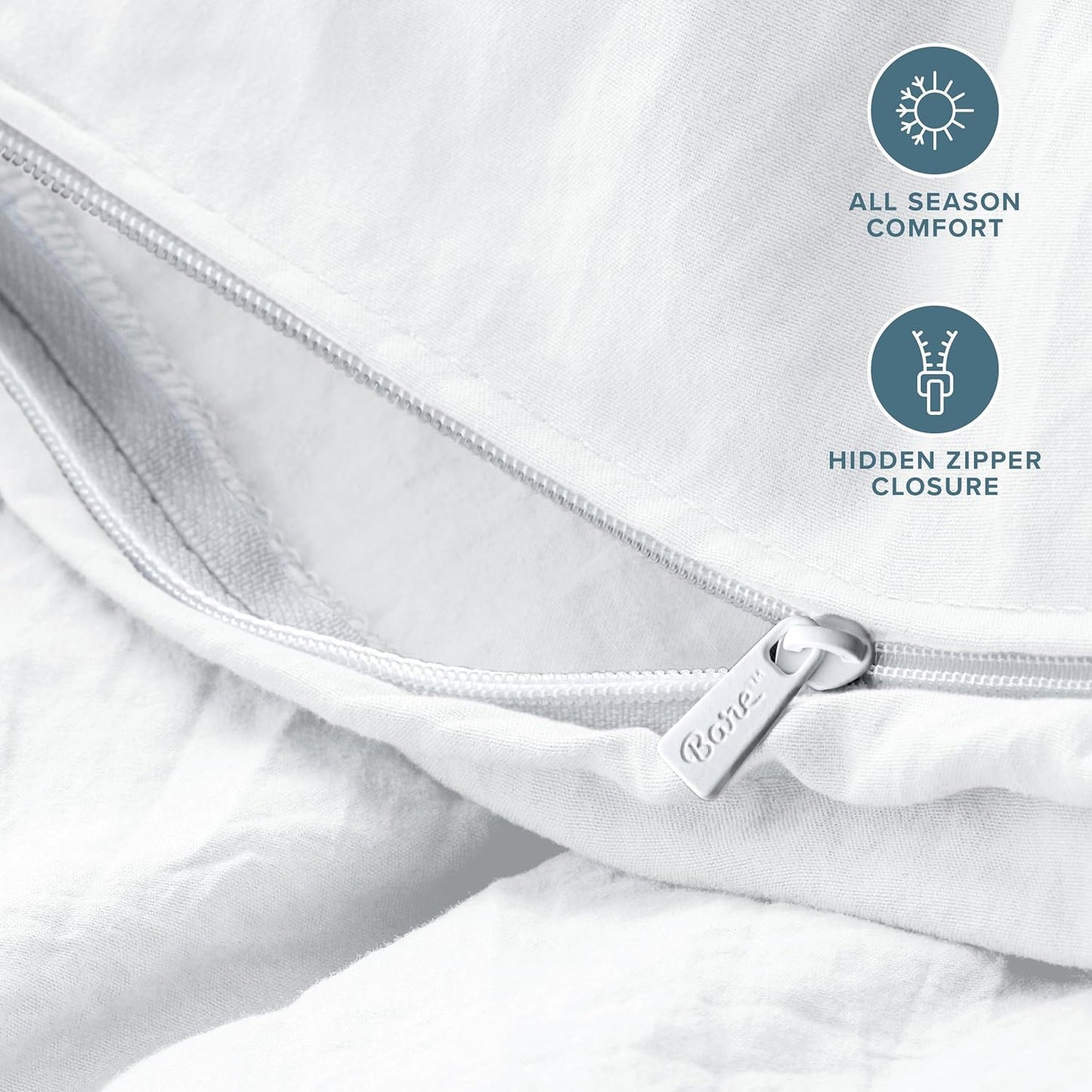 Bare Home Microfiber Duvet Cover Set - Ultra Soft Washed Microfiber - Oversized Queen Size - Linen-Like Look - Easy Care - Breathable Fabric - Our Softest Duvet Cover Set (Oversized Queen, White)