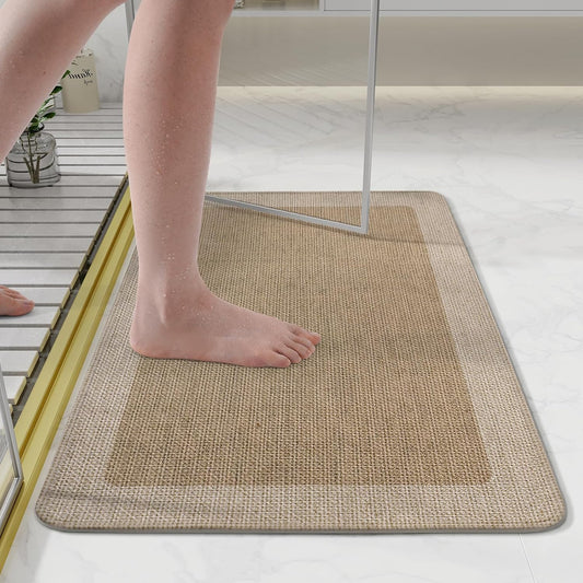 Bathroom Rugs, Ultra Thin Bath Mat Fit Under Door Super Absorbent Non Slip Quick Dry Bath Mat, Rubber Backing Shower Mat Outside Shower