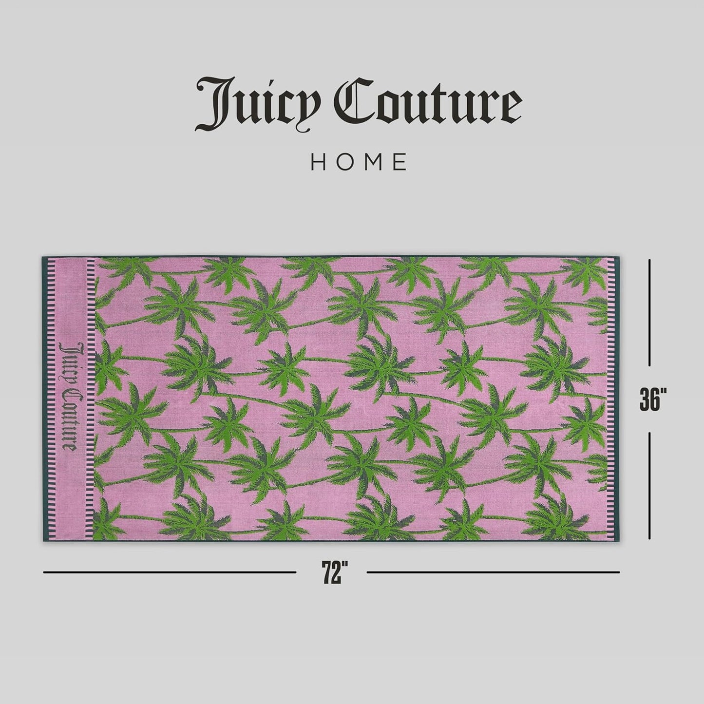 Juicy Couture Palm Trees 36" x 72" 100% Cotton Oversized Beach Towel - Soft, Absorbent, and Quick-Drying, Perfect for Beach, Pool, or Travel