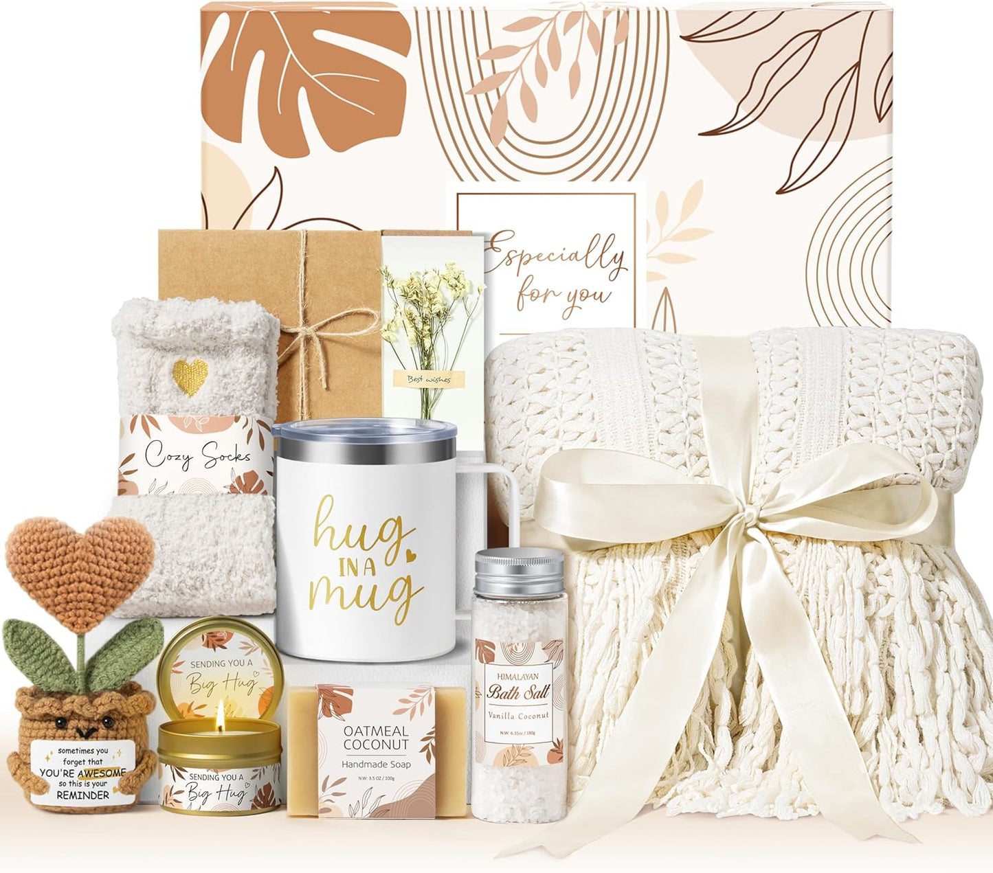 Self Care Gifts Get Well Soon Gift Baskets for Women, Christmas Birthday Gifts for Women Care Package, Unique Sympathy Gift Baskets Spa Thinking of You Gifts Set for Mom Best Friend Sister Wife Her