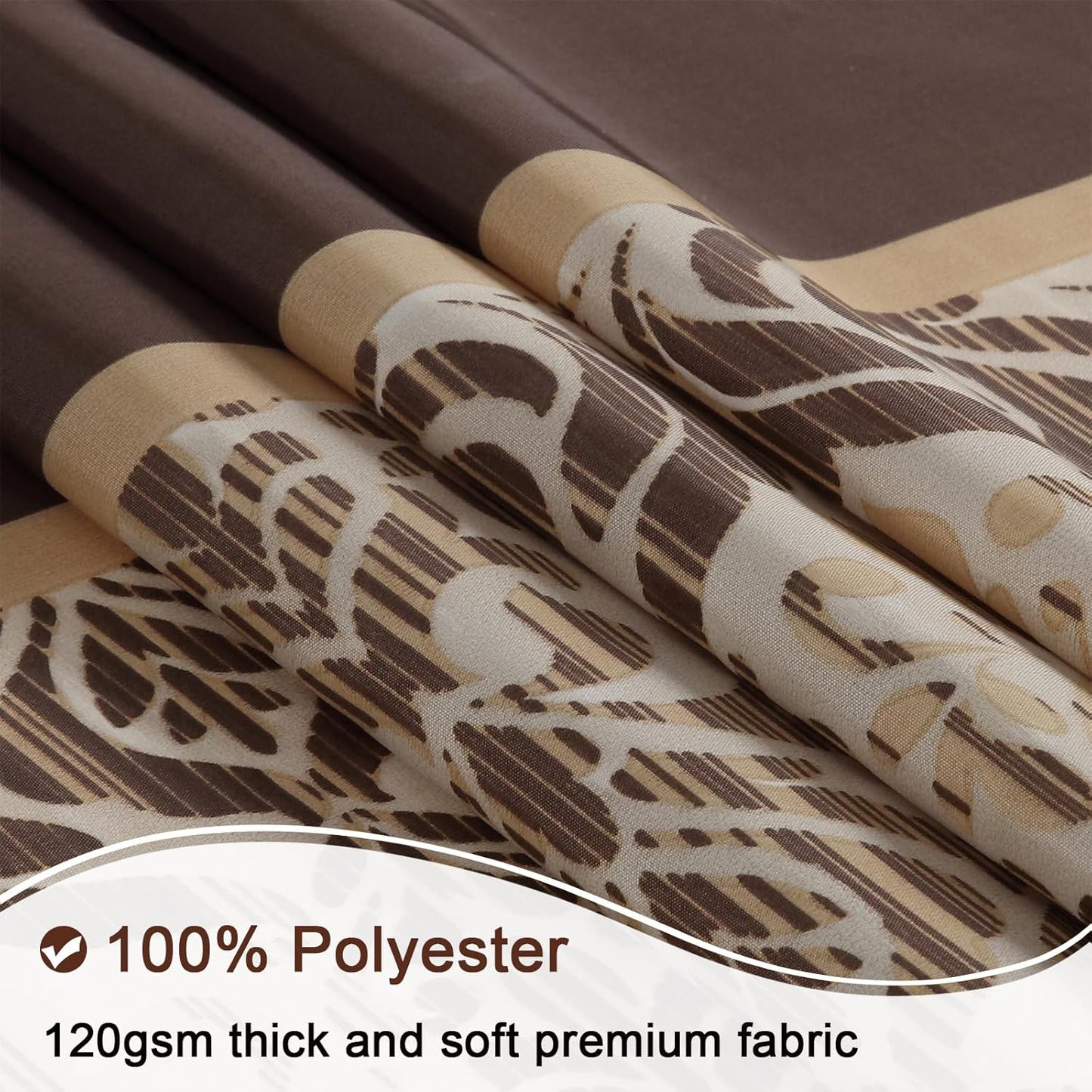 Stall Fabric Shower Curtain, 54 x 72 Inch Brown Damask Print Waterproof Small Shower Curtains for Bathroom