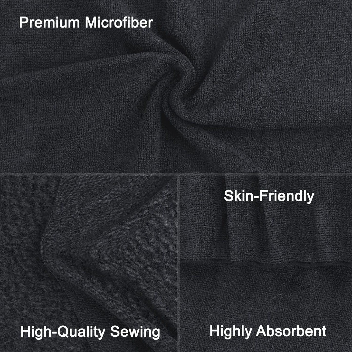 Orighty Black Salon Towel, Pack of 24 (Not Bleach Proof, 16 x 29 Inches) Super Soft and Absorbent Microfiber Hair Salon Towels for Salons, Hand, Gym, Bath, Spa and Home Hair Care