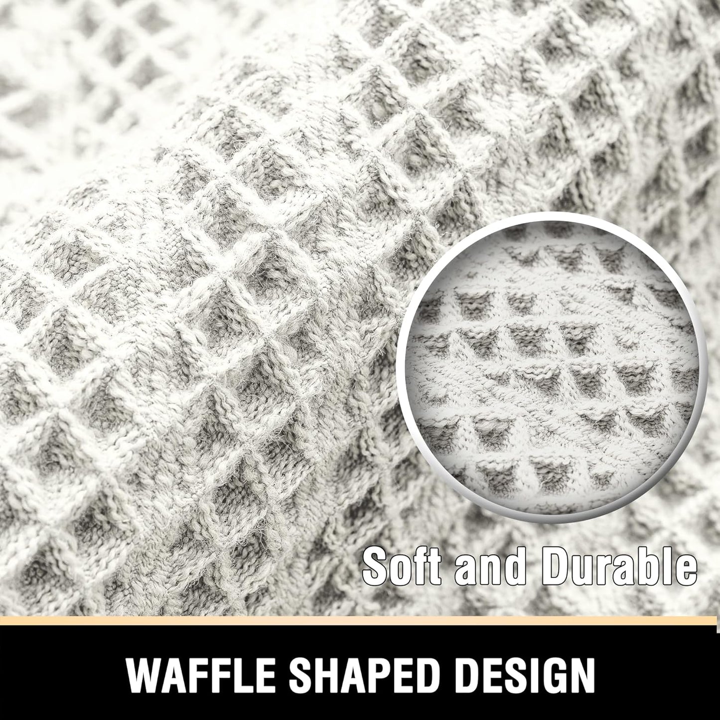 H.VERSAILTEX Waffle Bath Mat Super Absorbent Boho Bath Mat Non Slip Bath Rugs for Bathroom Floor Machine Washable Dry Fast Bathroom Rugs with Tassels, 17" x 24", Ivory White