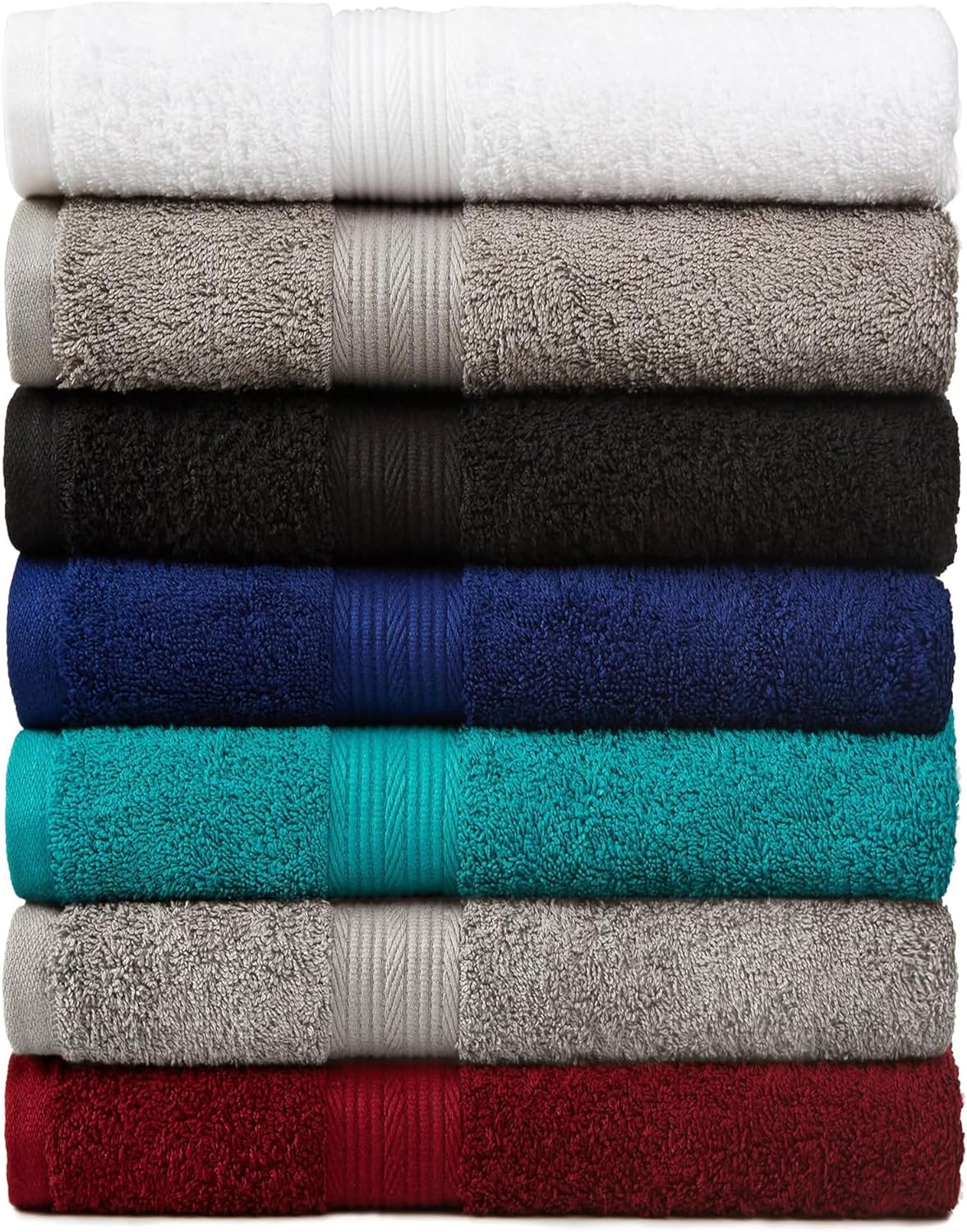 Amazon Basics Soft Bath Towels set , Absorbent Fade Resistant 100% Cotton washcloths 6 Pieces (12" x 12"), Perfect face towels, fingertip towels, Crimson