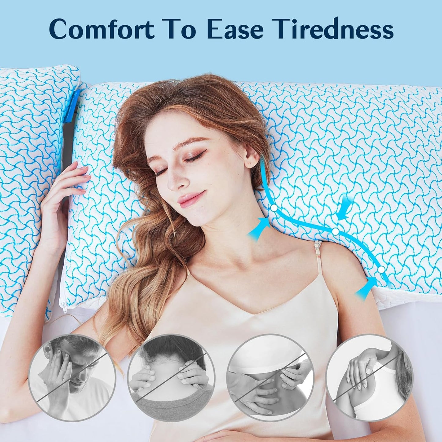 SUPA MODERN Shredded Memory Foam Pillows for Sleeping Queen Size Set of 4 Pack,Adjustable Cooling Bed Pillow for Side Back and Stomach Sleepers with Breathable Washable Cover