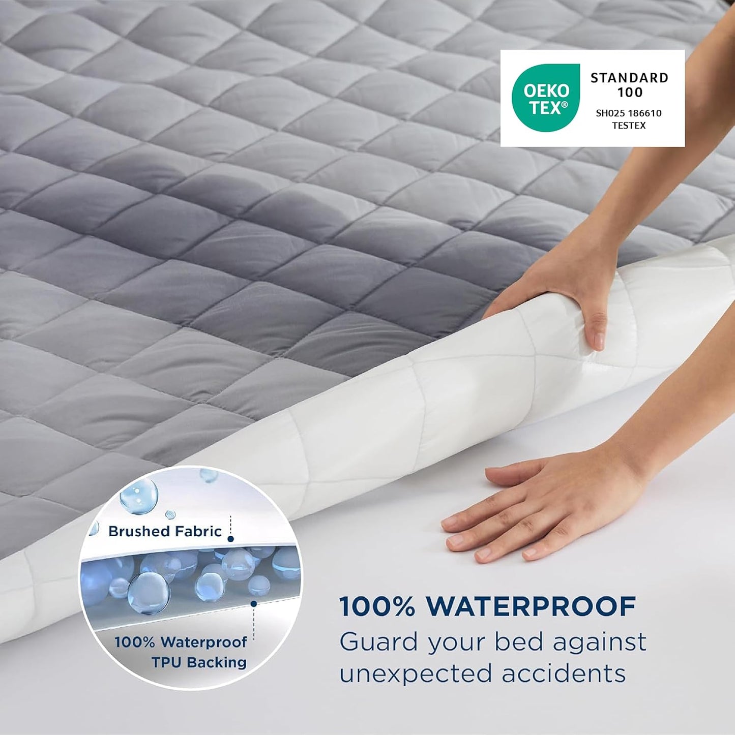 Bedsure Full Size Mattress Protector, Quilted Mattress Topper Full with Deep Pocket up to 22 Inches, Soft Breathable Bed Cover, Waterproof Bed Pad for Home, Bedroom, Hotel - Grey