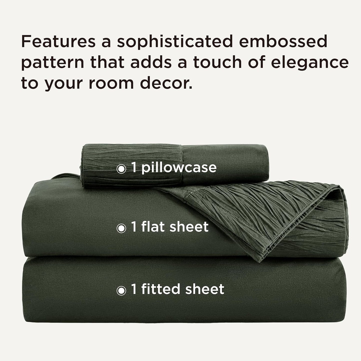 Bedsure Twin XL Sheet Sets Dorm Bedding - 3 Pieces Soft Extra Long Twin Sheets, Hotel Luxury, Easy Care Microfiber for Women, Men, Olive Green