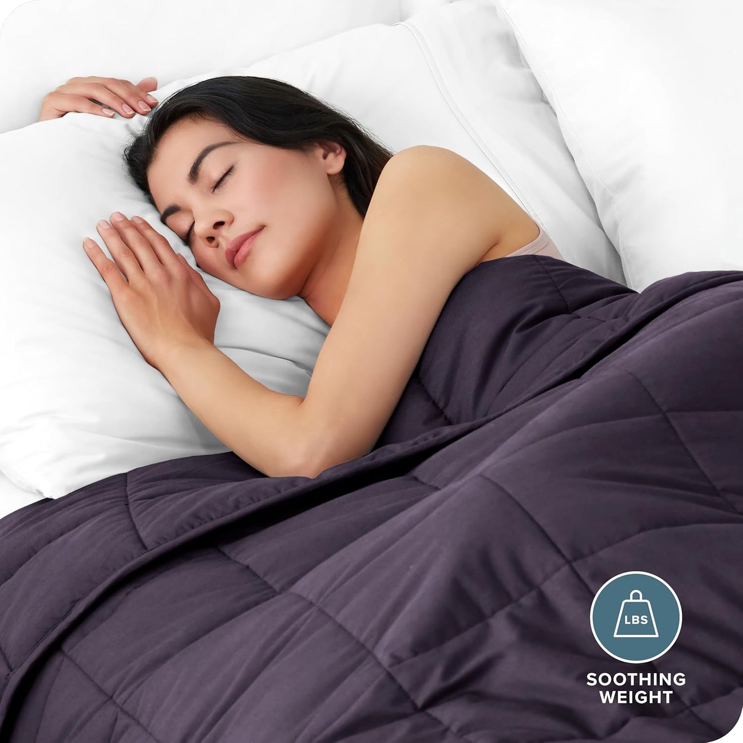 Bare Home Weighted Blanket King Size 25lb (80" x 87") for Adults - All-Natural 100% Cotton - Premium Heavy Blanket Nontoxic Glass Beads (Eggplant, 80"x87")