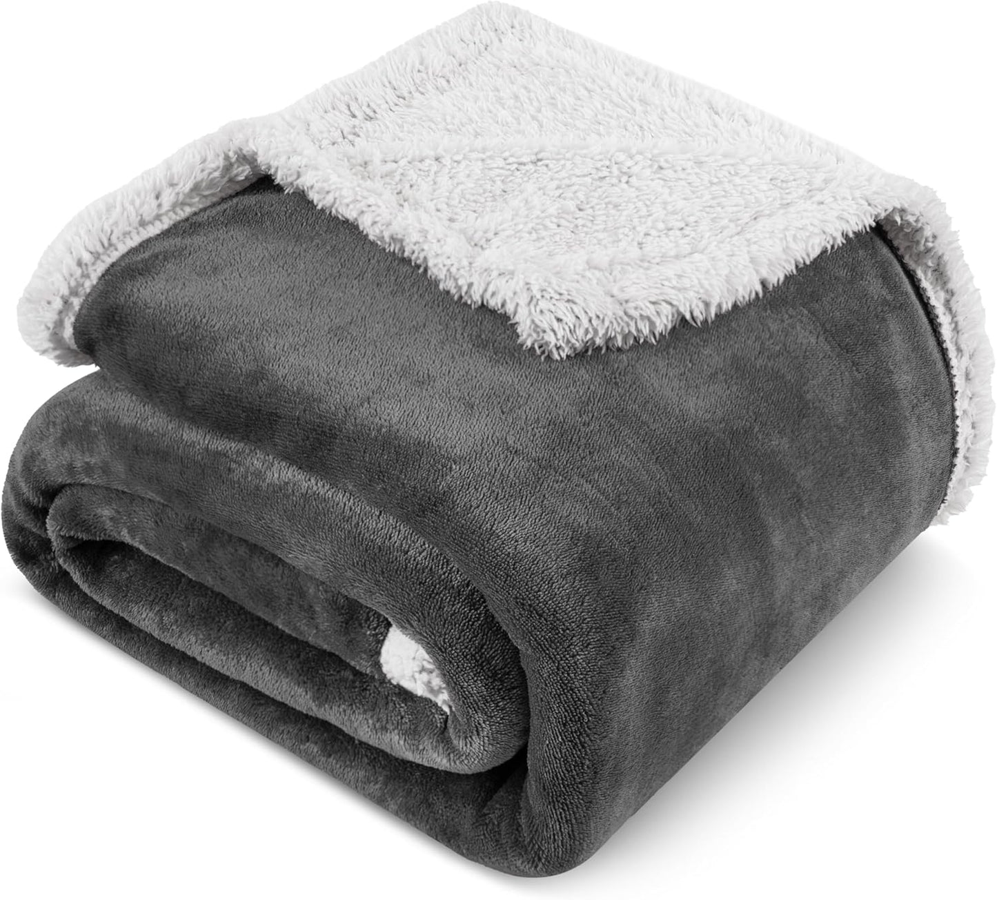 Pavilia Sherpa Fleece Blanket for Bed, King Size, Dark Grey, Plush Soft Fuzzy, Reversible Winter Blanket for Women & Men, 90x108 Inches