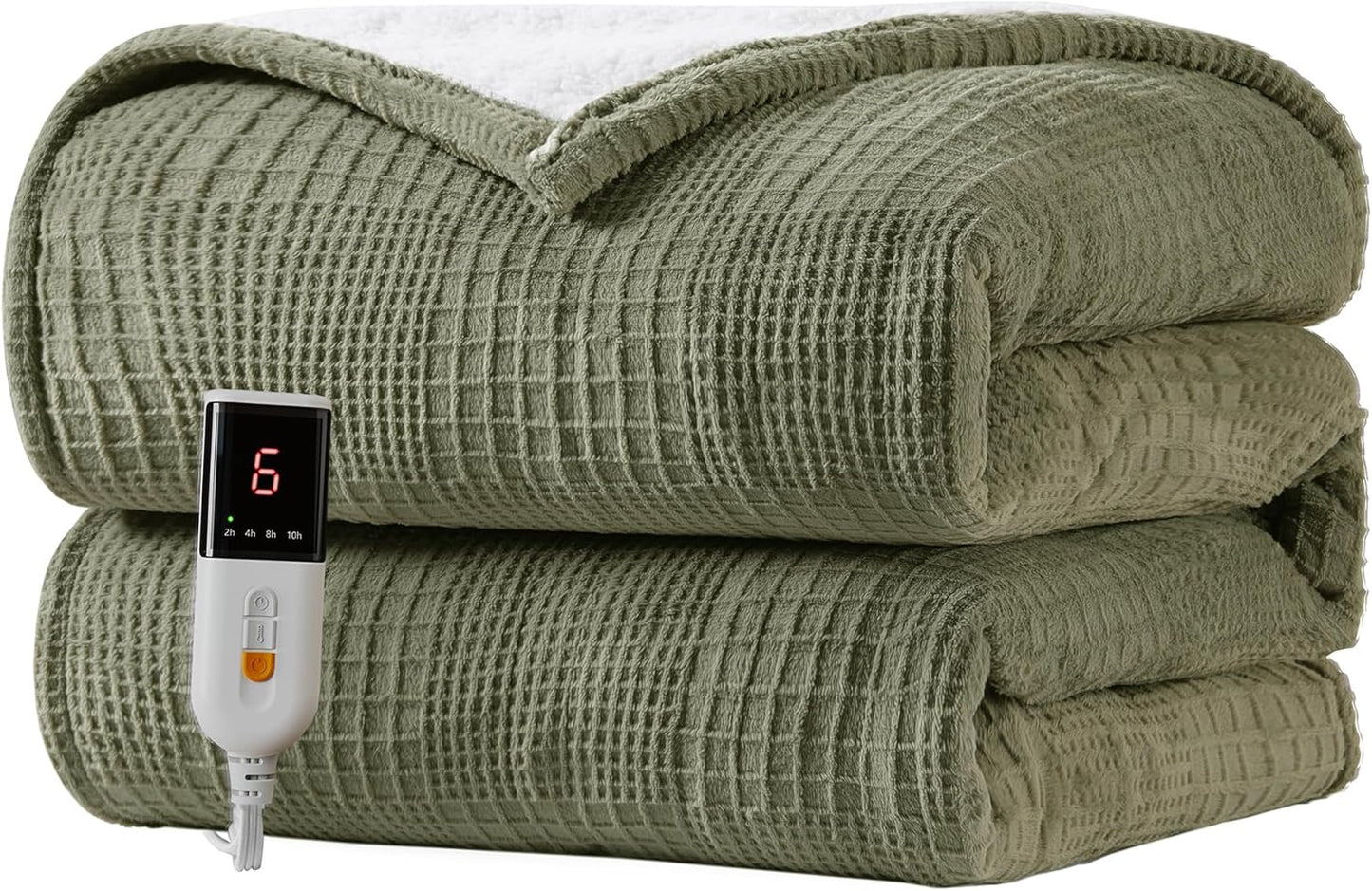 Heated Blanket Electric Blanket Throw 50''X60''-Heating Throw with 9 Heat Settings-2-10 Hours Auto Off,ETL Certified,Machine Washable (Gray Green)