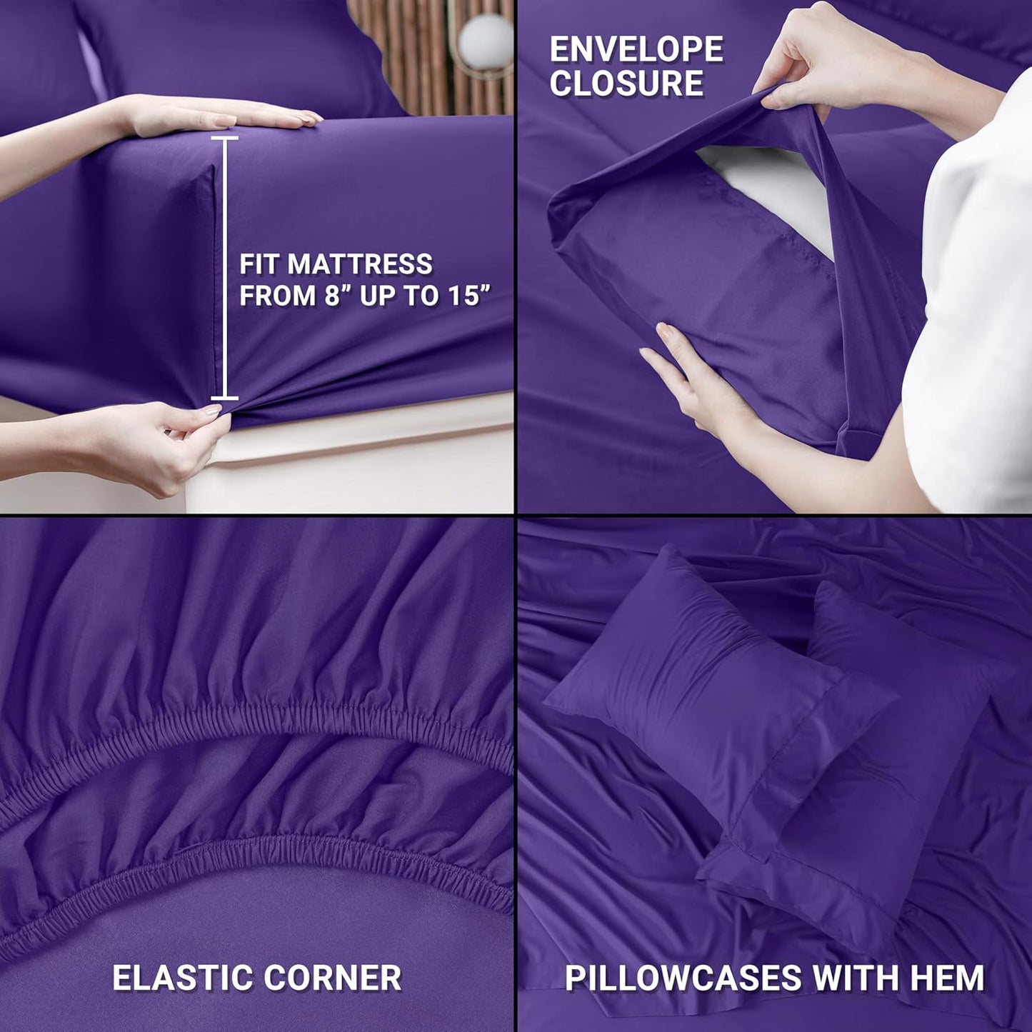 Utopia Bedding Twin Sheet Set – 3 Piece Bed Sheets for Twin Size Bed, Soft and Breathable Microfiber, Includes 1 Fitted Sheet, 1 Flat Sheet and 1 Pillowcase (Egg Plant)