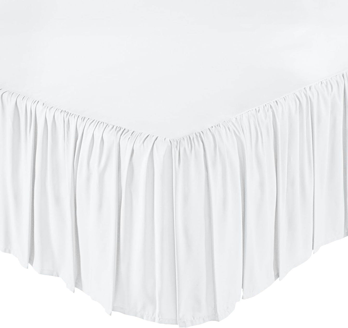 Amazon Basics Lightweight Ruffled Bed Skirt, Classic Style, Soft and Stylish 100% Microfiber With 16" Drop, King, Bright White, Solid