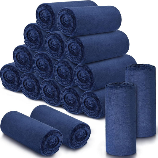 18 Pieces Fleece Blankets Bulk for Wedding 50 x 60 Inch Soft Lightweight Flannel Throw Blankets Bulk for Wedding Guests Home Outdoor Couch Sofa Bed Gifts(Dark Blue)