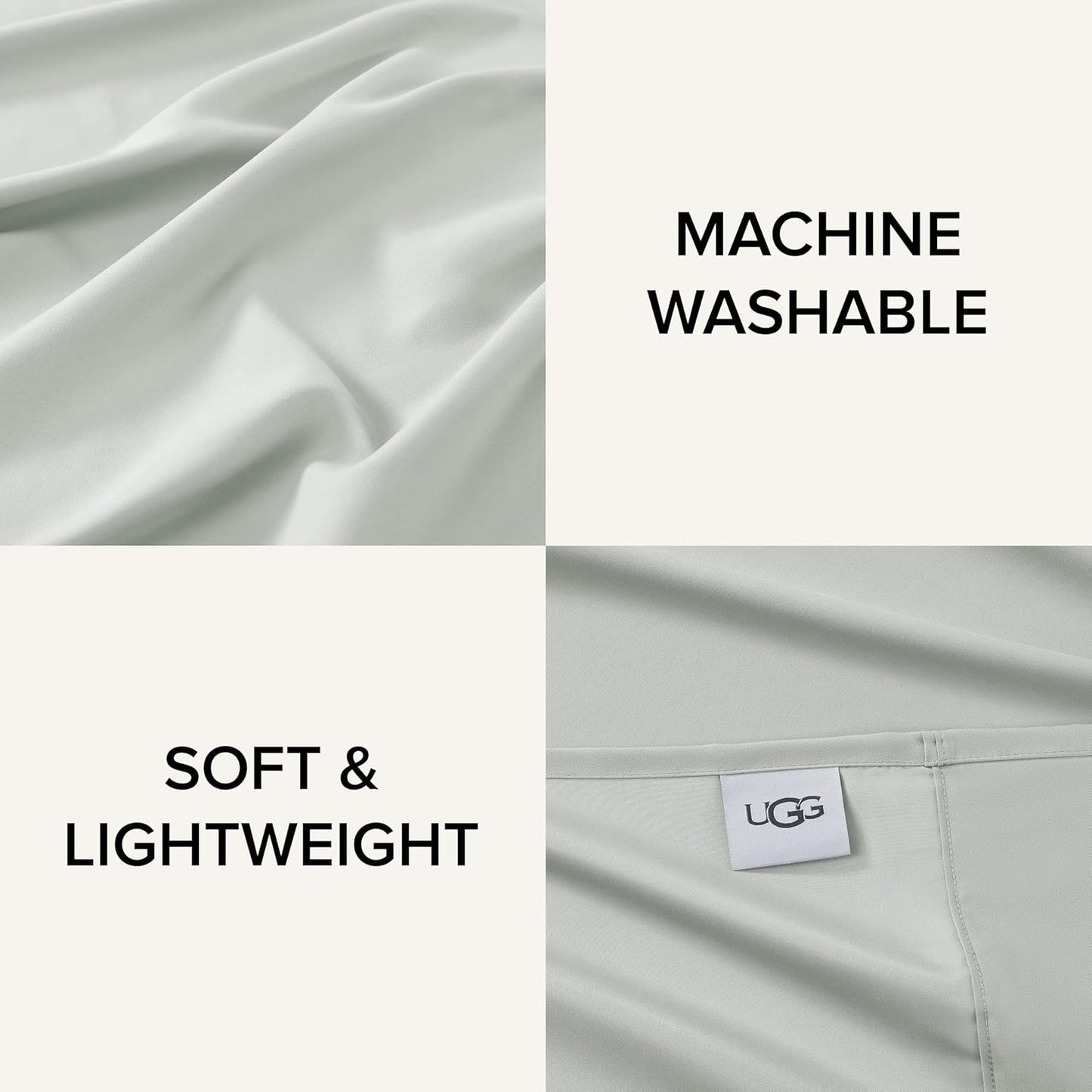 UGG Full XL Sheet Set 4-Piece Luxury Cooling Sheets Deep Pockets Premium Bedding with 2 Pillow Shams Hypoallergenic Machine Washable, for Dorm Essentials & College Bedding, Mineral Green (Hedi)