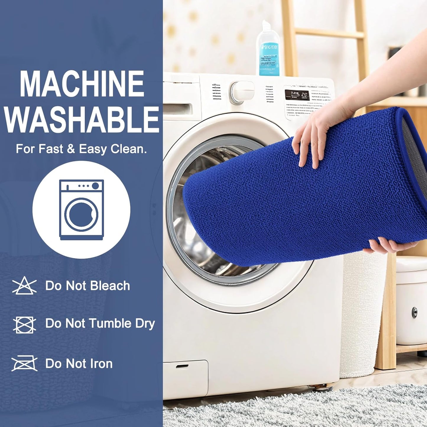 OLANLY Thick Memory Foam Bath Mat Rug 44x24, Extra Soft Absorbent Bathroom Rug, Quick Dry Bath Mats, Non-Slip, Machine Washable Carpet for Bathroom, Tub and Shower, Home Decor Accessories, Royal Blue