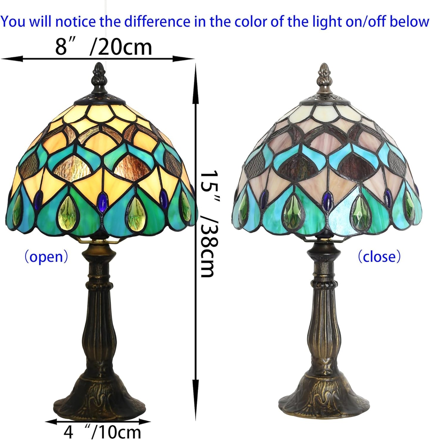 Tiffany lamp 8-inch Stained Glass lamp Suitable for use on Bedroom nightstands and can Also be Used as a Small Reading lamp in Living Rooms and Home Offices