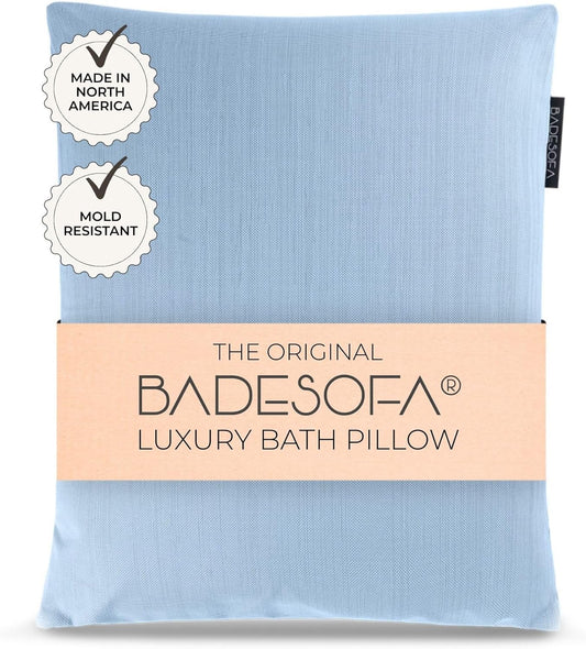 BADESOFA® Luxury Bath Pillow S - Ultra Comfortable & Quick-Drying Bath Back Pillow - Washable Full Body Bath Pillow for Bathtub - Therapeutic Head and Neck Support - Luxury Spa Cushion in Blue