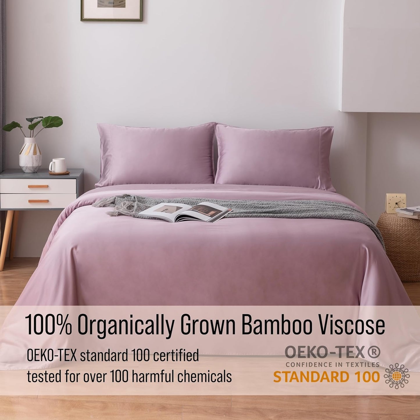 Bella Coterie Luxury Bamboo Viscose Cal King Size Sheet Set | 100% Organically Grown | Ultra Soft | Cooling for Hot Sleepers | 18" Deep Pocket [Lilac]