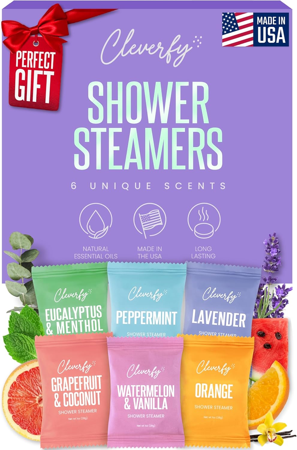 Cleverfy Shower Steamers Aromatherapy – Stocking Stuffers for Teen Girls, Women and Wife – Christmas Gifts for Teens and Women – White Elephant Gifts for Adults – 6 Tablets