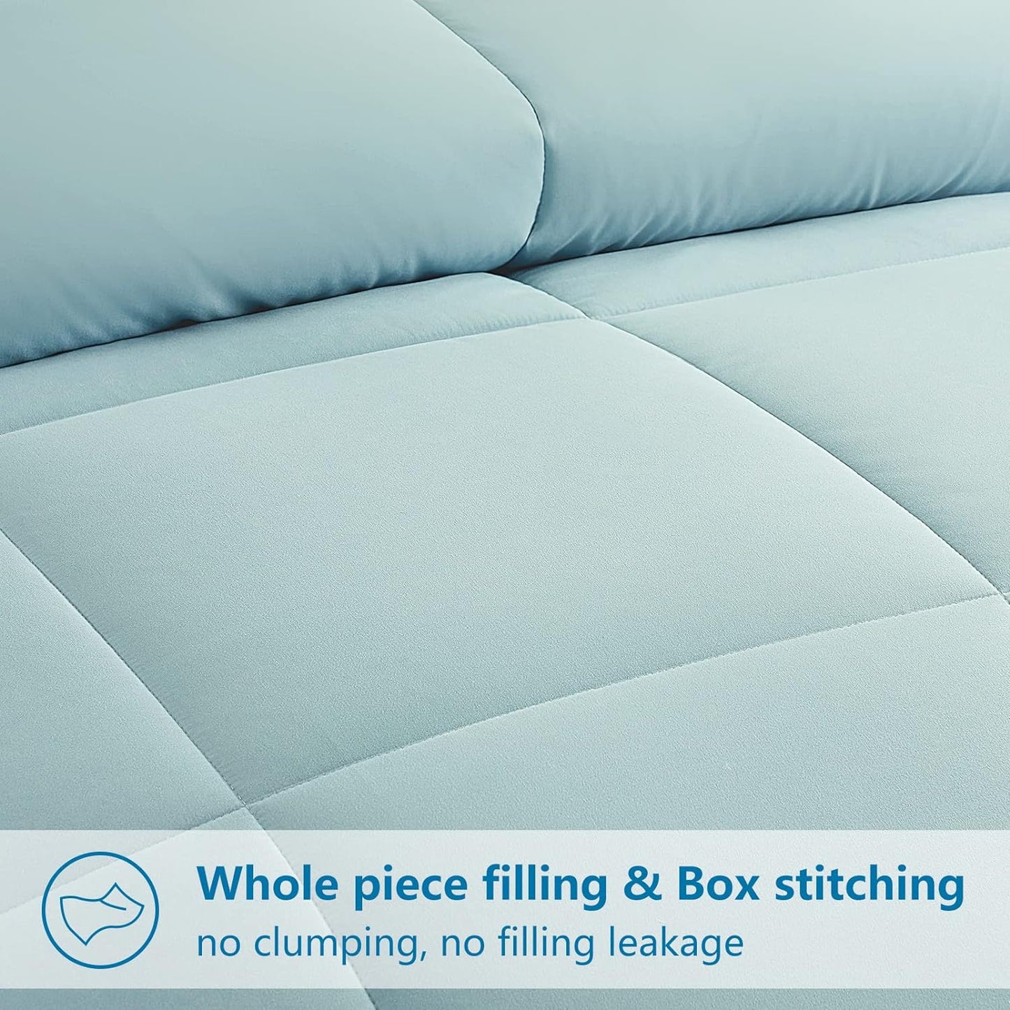 EASELAND Twin Size Down Alternative Comforter - Quilted Duvet Insert for All Seasons, Soft Lightweight with Corner Tabs, Summer Winter Warm Bedding, Aqua 64×88 Inches