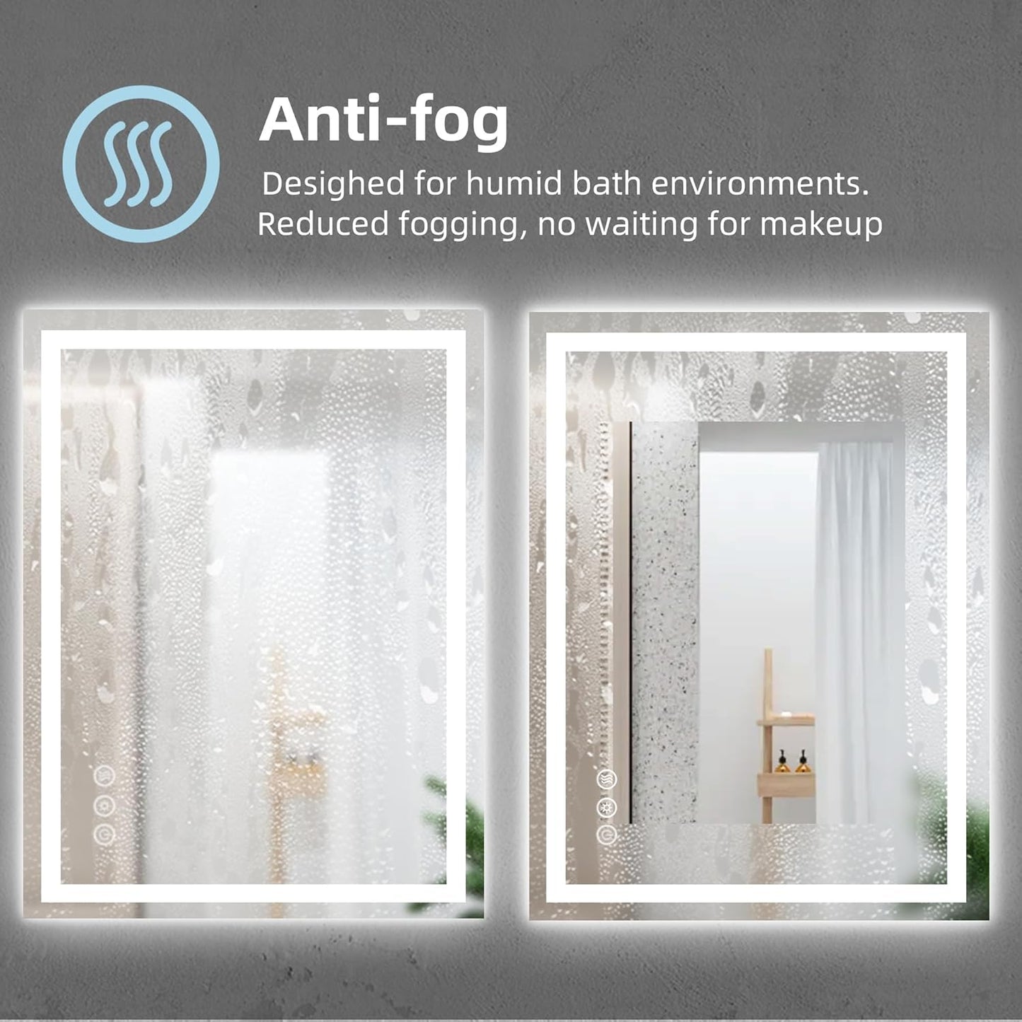 LED Bathroom Mirror with Backlit & Front Light, 32"x24" Anti-Fog, Memory Function, Dimmable Color & Brightness,CRI90+, IP54 Waterproof, Horizontal/Vertical, Wall Mounted