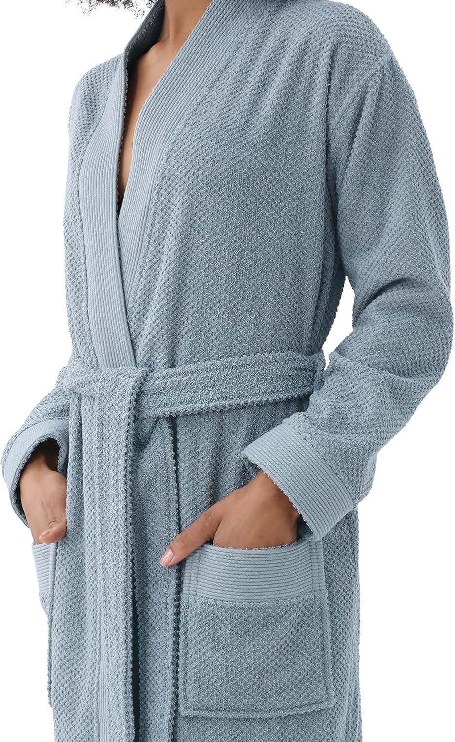 SEYANTE Organic Turkish Cotton Terry Hooded Kimono Bathrobe, Robe for Women