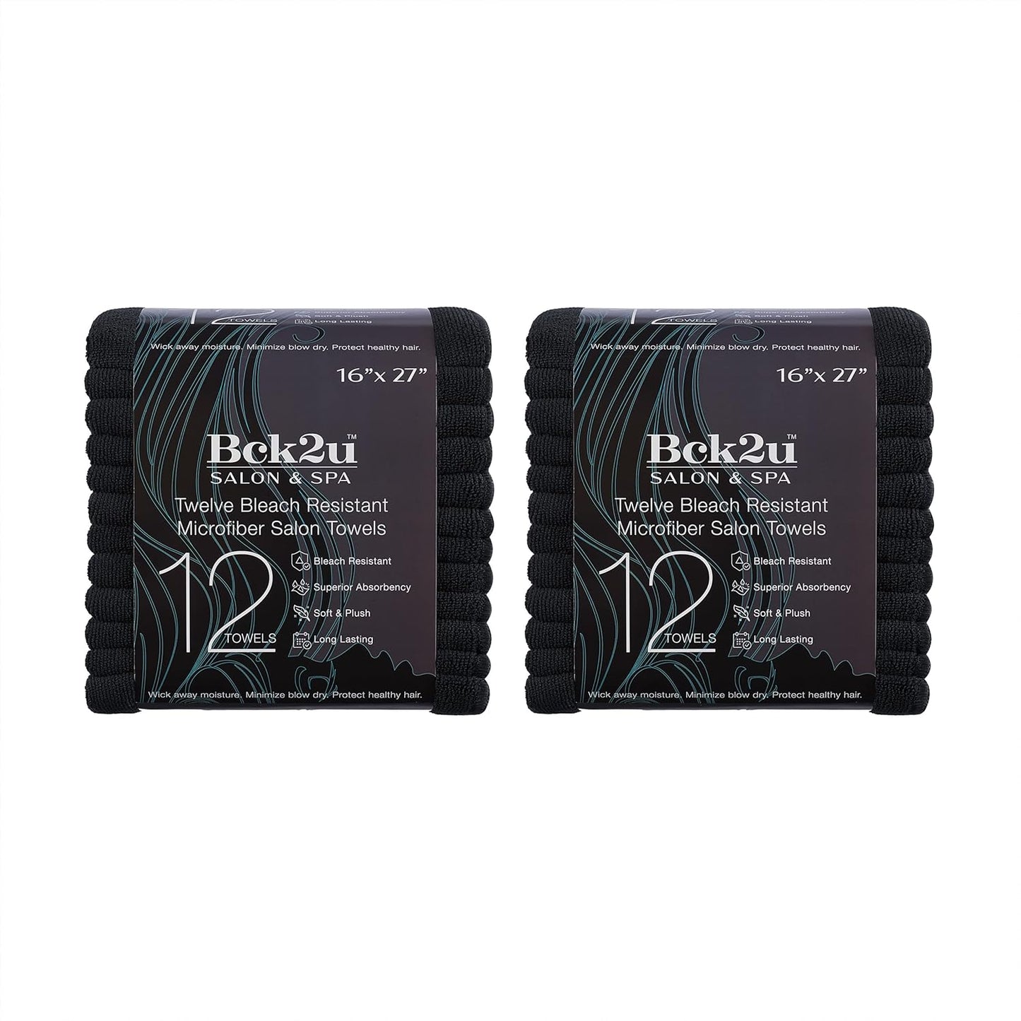 Arkwright Bleach Proof Salon Towels Bulk - Pack of 24 - Ultra Soft, Gentle Microfiber, Highly Absorbent & Quick Dry Spa Facial Towel for Hair Stylist, Nail Shop, and Esthetician, 16 x 27 in, Black