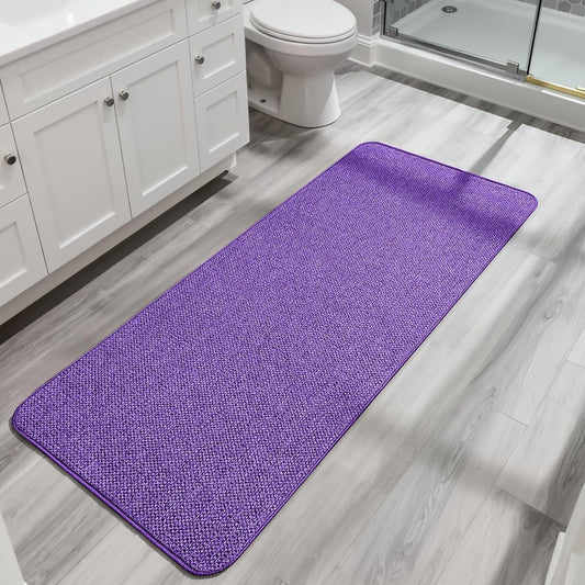 Bath Mat,Ultra Thin Bathroom Runner Rugs,Large Bath Mats for Bathroom,Quick Dry,Non-Slip,Machine Washable,Low Pile,Bath Rug,Shower Outside,Sink,Home Decor Accessories.Purple,2'x5'（24x60inch）